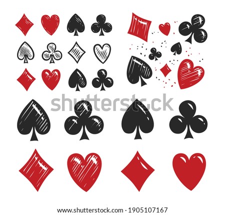 Poker card suits set. Gambling game, casino symbol vector illustration