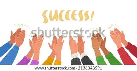 Crowd applause and congratulations on success. Hands clapping. Business teamwork cheering and ovation vector