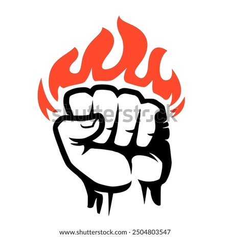 Blazing fist icon or symbol. Strength, strong punch emblem vector illustration