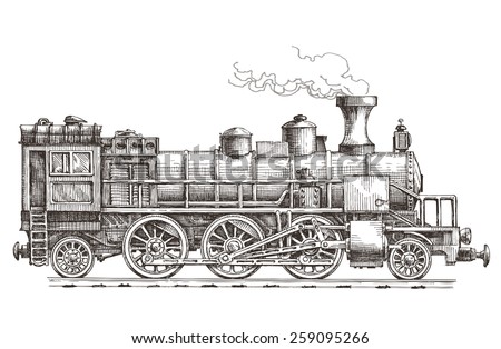retro steam locomotive vector logo design template. train or railway transportation icon.