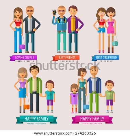 people vector logo design template. happy family or friends, loving couples icon.