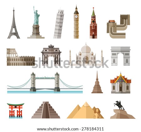 countries of the world vector logo design template. architecture, monument or landmark icon.