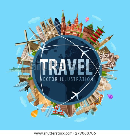 travel, journey vector logo design template. world map or rest icon.