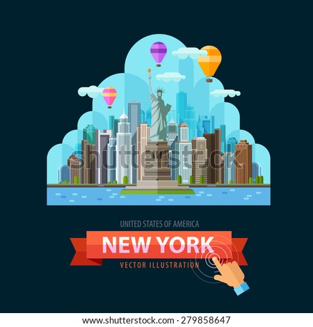 USA vector logo design template. New York city or travel, journey icon.