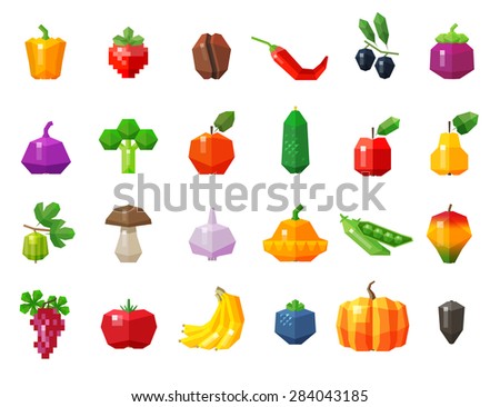 food. fruits and vegetables set icons. vector illustration
