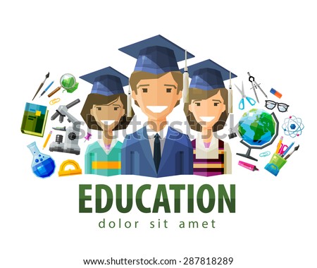 education, schooling vector logo design template. students, graduates or school, college, university icon. flat illustration