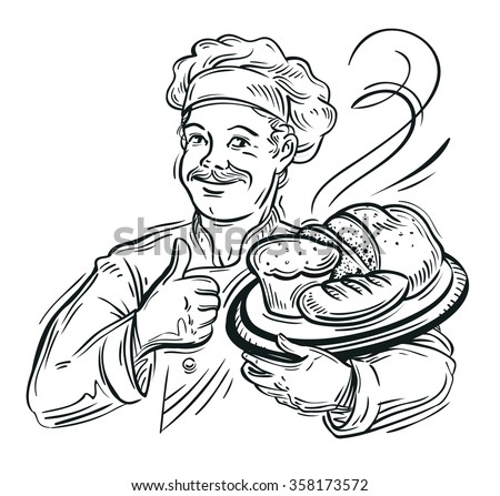 chef Baker and fresh Bread