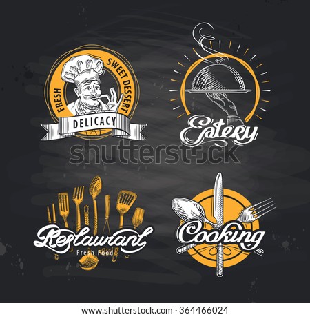 Cafe, restaurant, eatery vector logo design template. Menu, food or cooking, cuisine icons