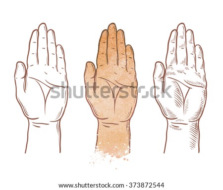 hand up vector logo. chiromancy, palmistry or palm icon