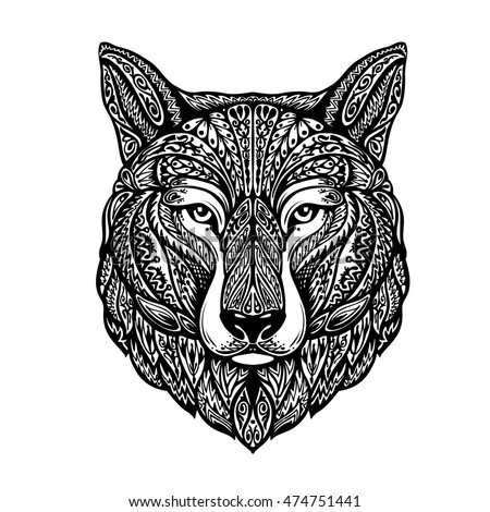 Vector Images Illustrations And Cliparts Hand Drawn Head Wolf Ethnic Patterns Dog Husky Or Laika Vector Illustration Hqvectors Com