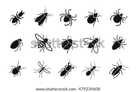 Pests and various insects set vector icons