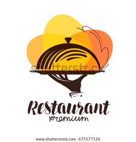 Restaurant logo. Icon or symbol for design menu eatery, canteen or cafe. Lettering vector illustration