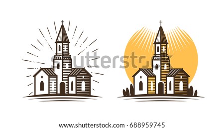 Church logo. Religion, faith, belief icon or symbol. Vector illustration