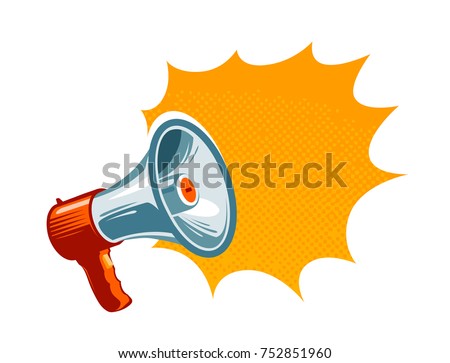 Loudspeaker, megaphone, bullhorn icon or symbol. Advertising, promotion concept. Vector illustration