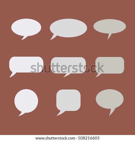Thought , speech bubble. Dream cloud. Talk balloon. Quote box. Text, 
information frame. Banner and badge. Set of vector illustration icons.  
