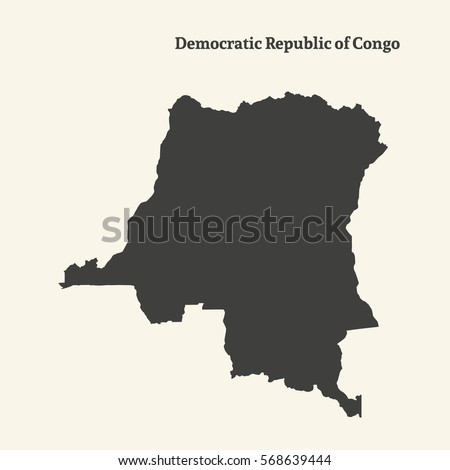 Outline map of Democratic Republic of Congo. Isolated vector illustration.