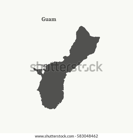 Outline map of Guam. Isolated vector illustration.