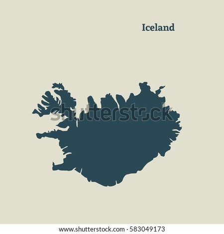 Outline map of Iceland. Isolated vector illustration.