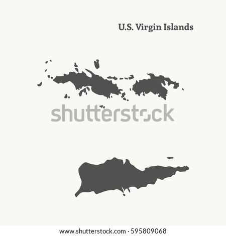 Outline map of Virgin Island. Isolated vector illustration.