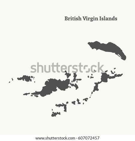 Outline map of British Virgin Islands. Isolated vector illustration.