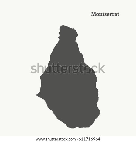 Outline map of Montserrat. Isolated vector illustration.
