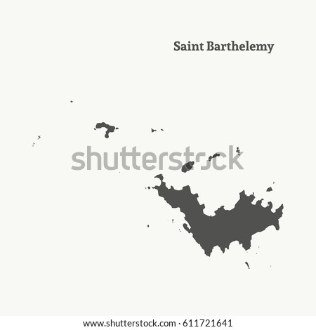 Outline map of Saint Barthelemy. Isolated vector illustration.