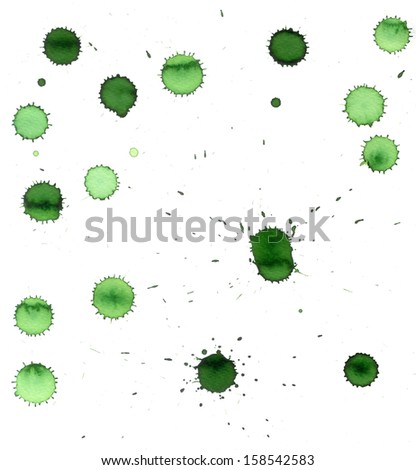 Green ink droplets