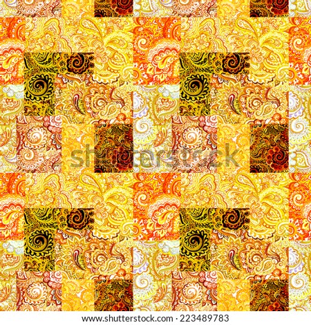 Repeating filigree ornate pattern of India. Ornamental water color