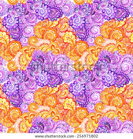 Seamless ethnic native pattern with lace embroidery. Watercolor decor