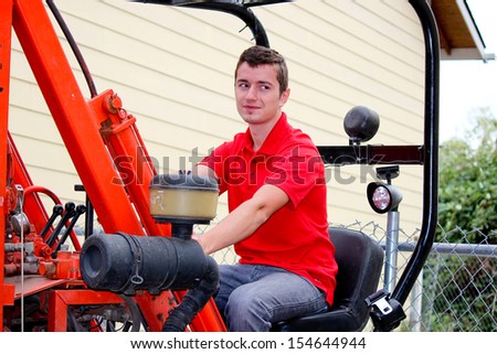 The Young Worker Starts Work at Forklift