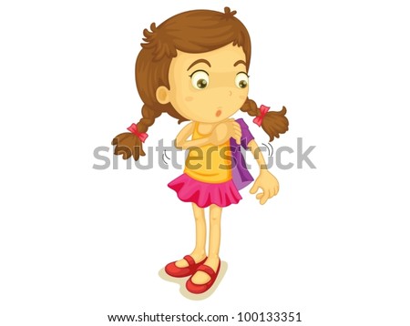 Illustration of a girl getting dressed