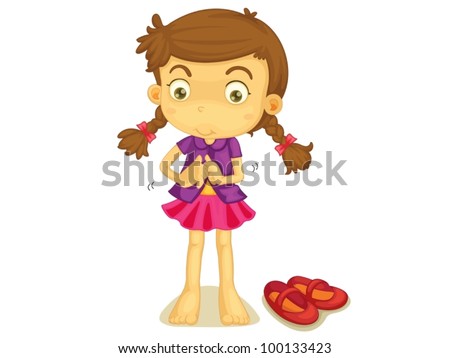 Illustration of a girl getting dressed