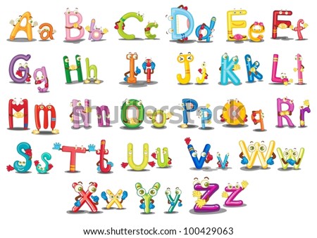 Illustration of Alphabet characters on white