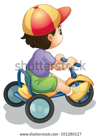 Illustration Of A Child Riding A Bicycle On White - 101280127 ...