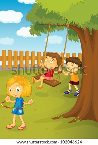 Illustration of kids playing in the park