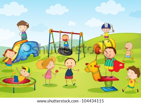 Illustration of kids playing at the park