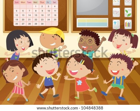 Illustration of kids in a classroom