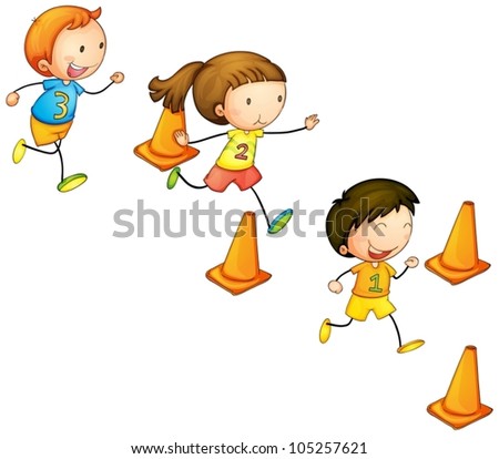 illustration of a running kids on a white background