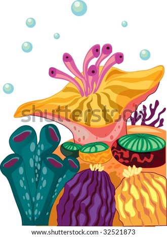 View Of Aquatic Plants With Bubbles Stock Vector Illustration 32521873 ...