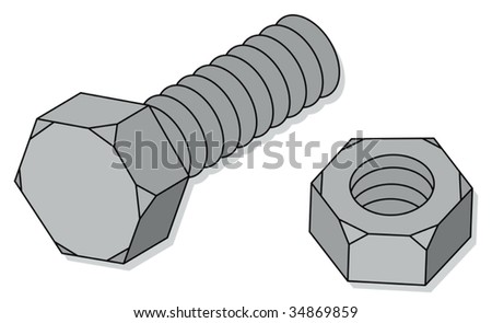 Clipart Style Cartoon Of A Nut And Bolt Stock Vector Illustration ...