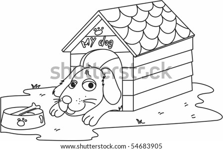 Sketch Of A Dog In A Kennel On White Background Stock Vector ...