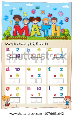 Mathematics Worksheet  Multiplication Number Chapter illustration