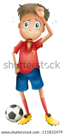 illustration of a boy and a football on a white background