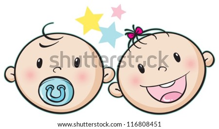 illustration of a baby faces on a white background