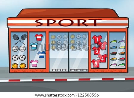 illustration of a sport store near a street