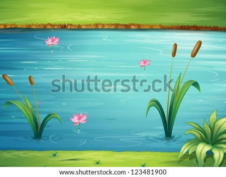 Illustration of a river and a beautiful landscape