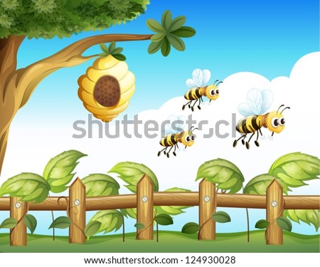 Illustration of the three bees that left their home