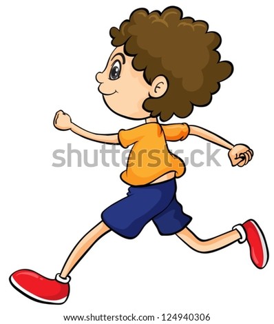 Illustration Of A Boy Running On A White Background - 124940306 ...