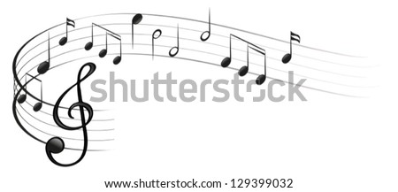 Illustration of the symbols of music on a white background
