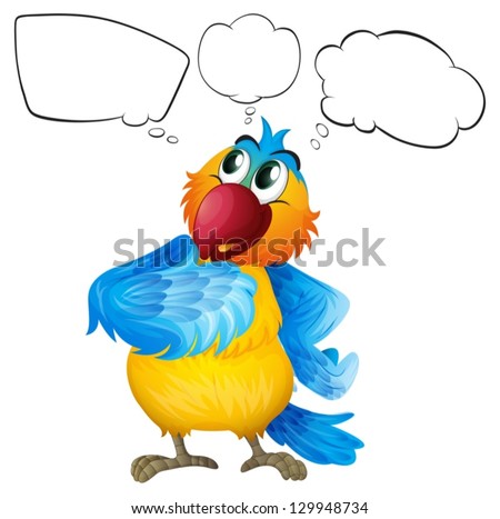 Illustration of the empty callouts with a colorful bird on a white background